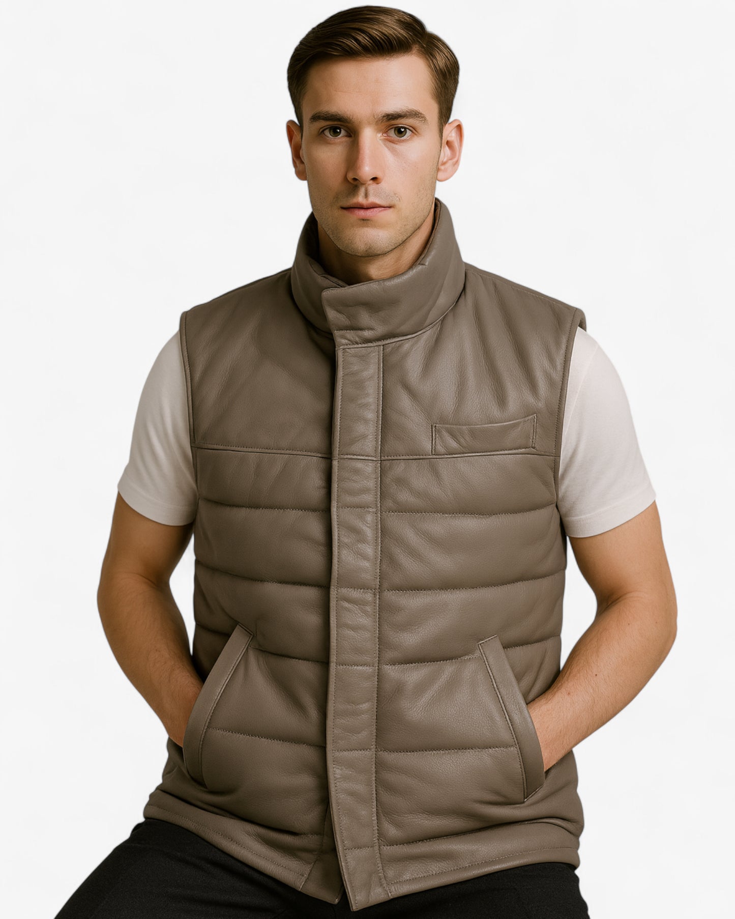 Puffer Leather Vest