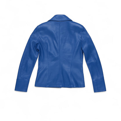 Azure Peacoat Leather Jacket