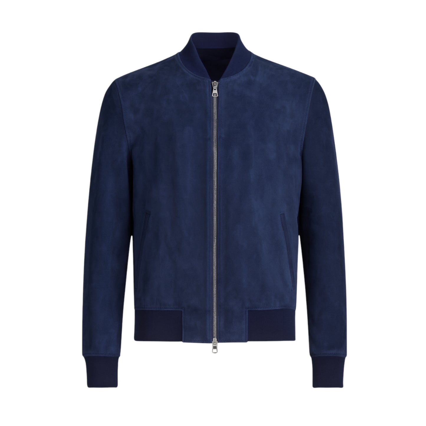 Navy Suede Bomber Jacket