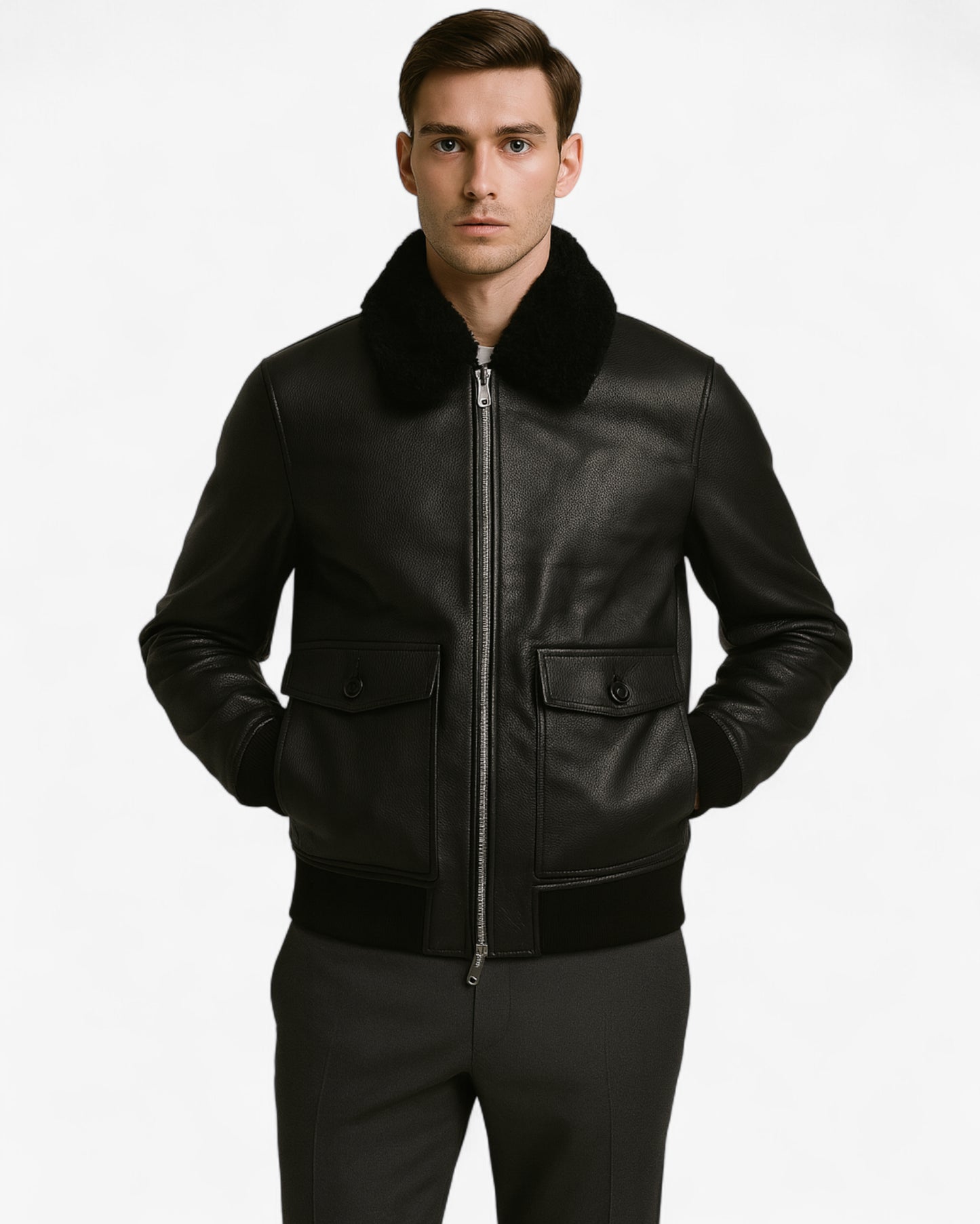 Aviator Bomber Leather Jacket